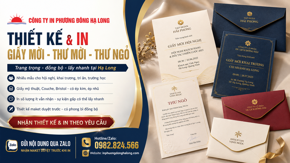 In giấy mời thư mời đẹp theo yêu cầu tại Hạ Long
