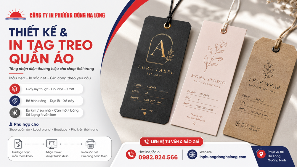In tag treo quần áo theo yêu cầu tại Hạ Long