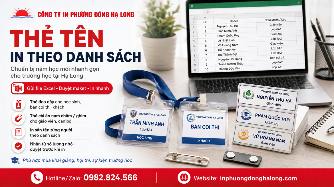 In thẻ tên từng người theo danh sách trường gửi