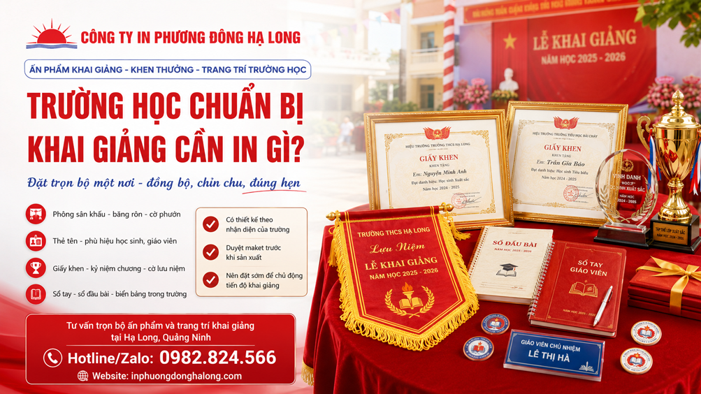 Giấy khen, kỷ niệm chương, cờ lưu niệm khen thưởng học sinh tại Hạ Long