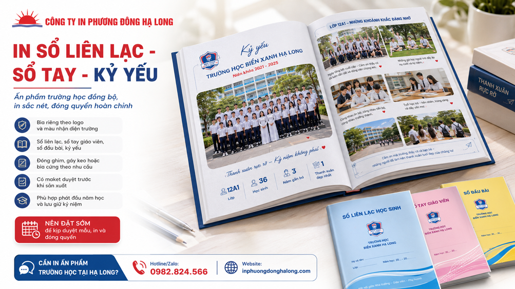 Kỷ yếu trường học bìa cứng in tại Hạ Long