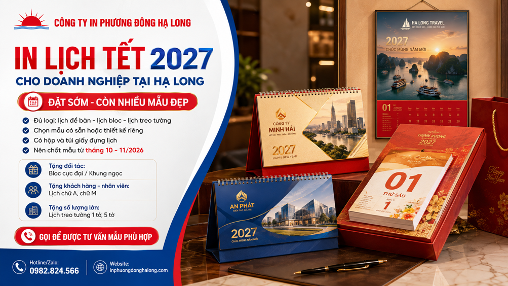 Lịch để bàn chữ A, chữ M in logo doanh nghiệp tại Hạ Long