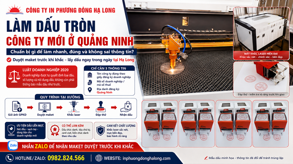 Máy khắc dấu laser tại xưởng Phương Đông Hạ Long