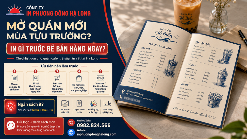 Menu in cho quán cafe mới khai trương
