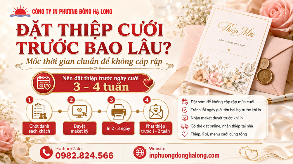 Mốc thời gian đặt thiệp cưới trước ngày cưới 3-4 tuần