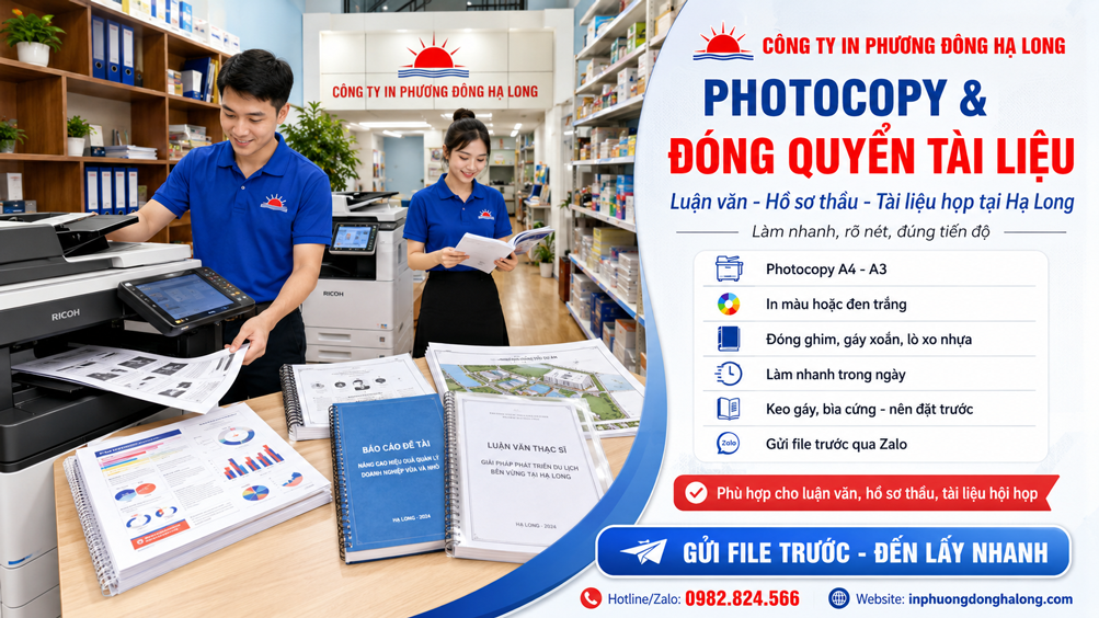 Photocopy A4, A3 màu và đen trắng tại Hạ Long