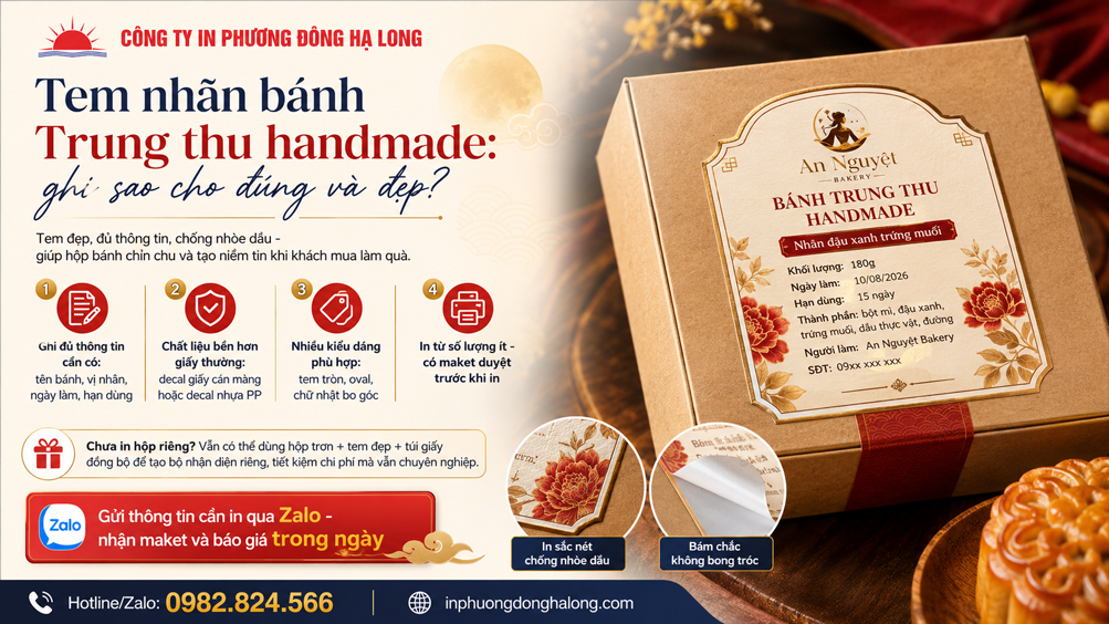Tem nhãn bánh Trung thu ghi đủ thông tin vị nhân và ngày làm