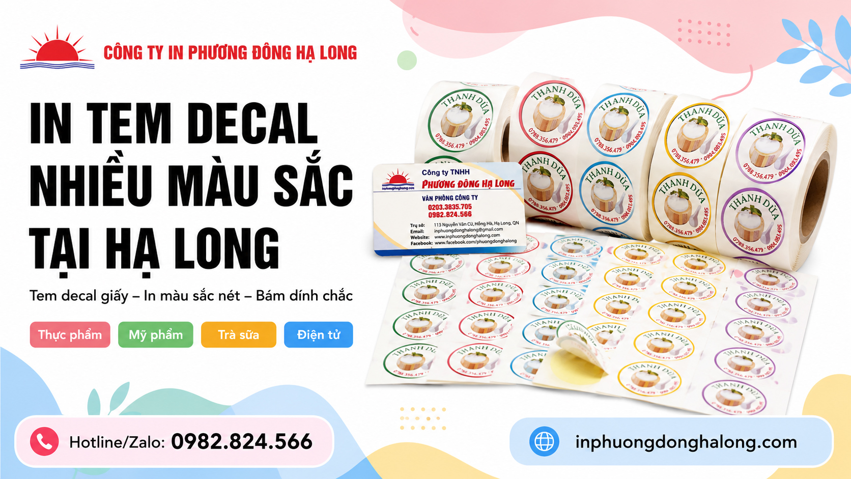 Tem decal giấy nhiều màu sắc