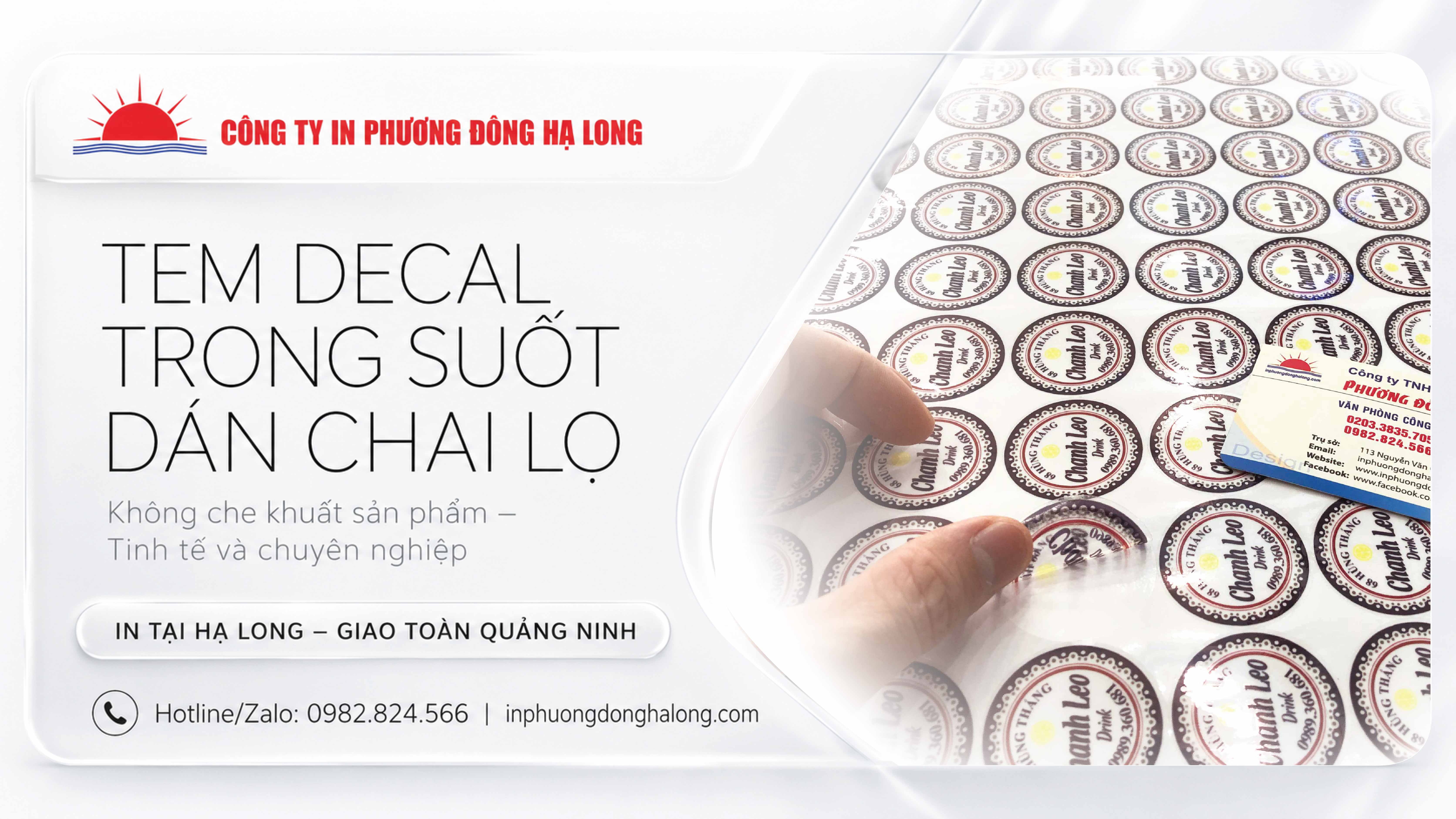 Tem decal trong suốt dán chai lọ