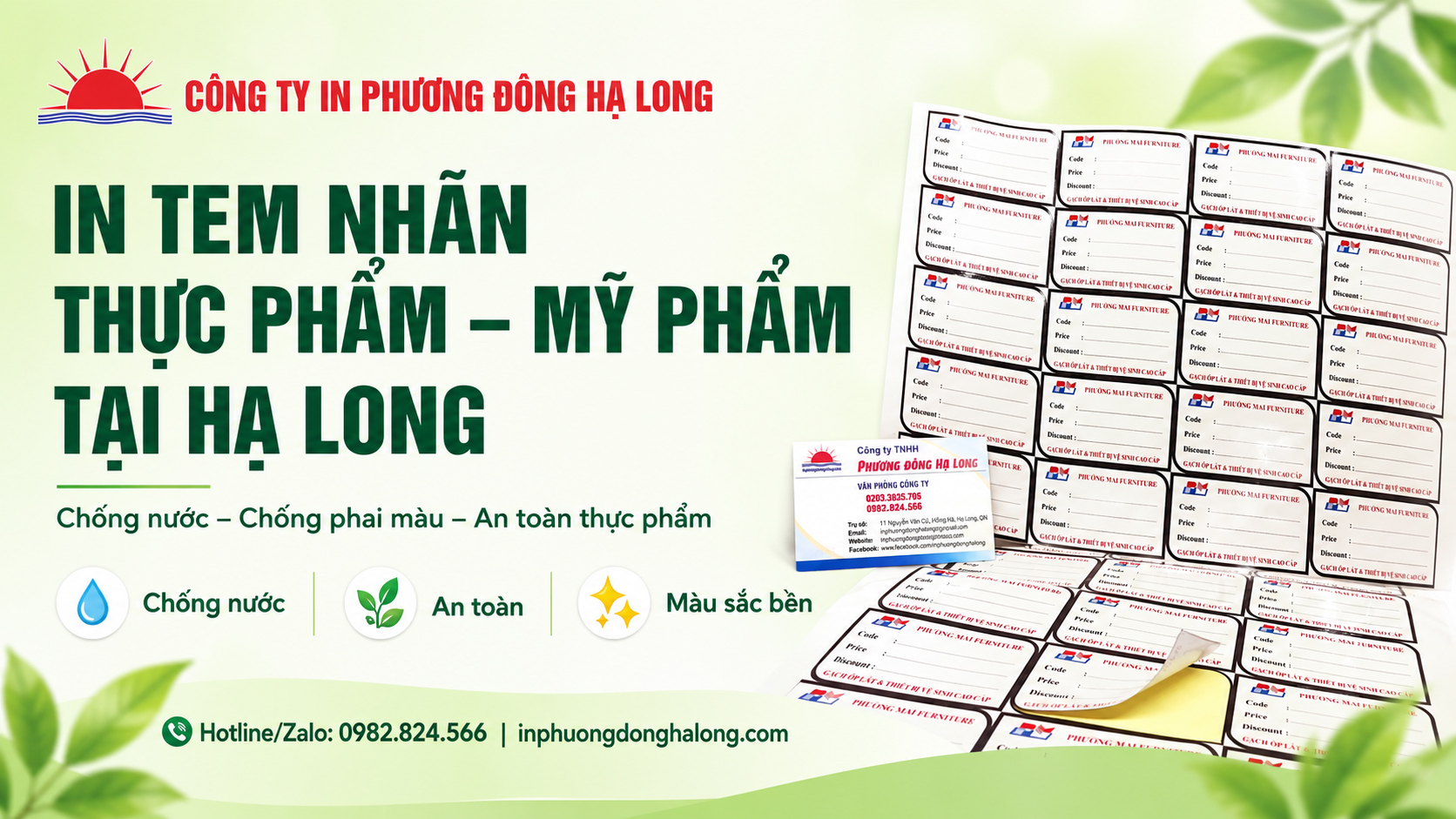Tem nhãn thực phẩm mỹ phẩm chống nước