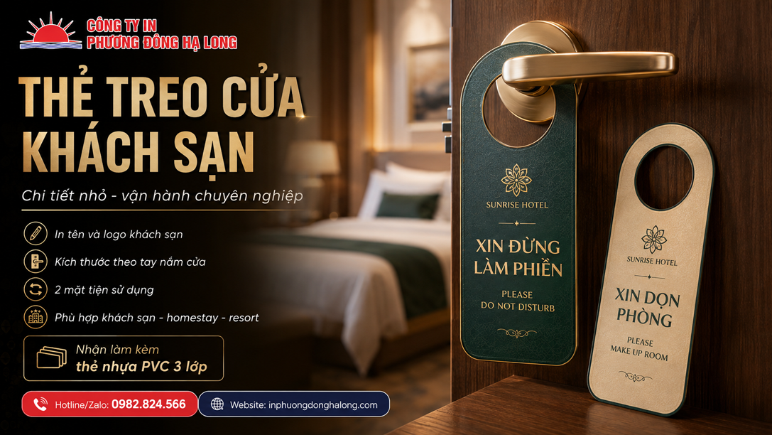 Thẻ treo cửa khách sạn hai mặt tại Hạ Long