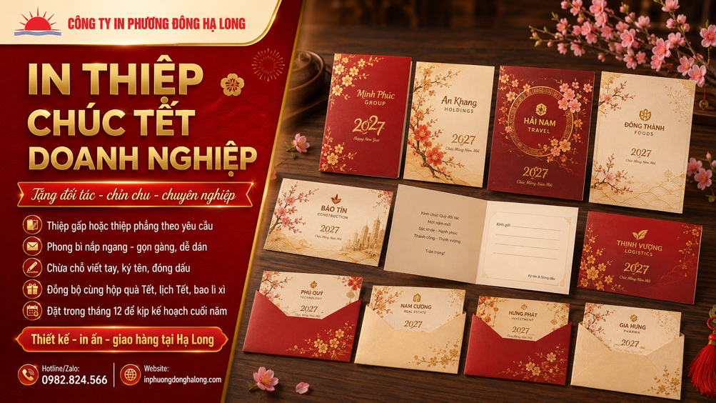 Thiệp chúc Tết doanh nghiệp in xong tại Hạ Long
