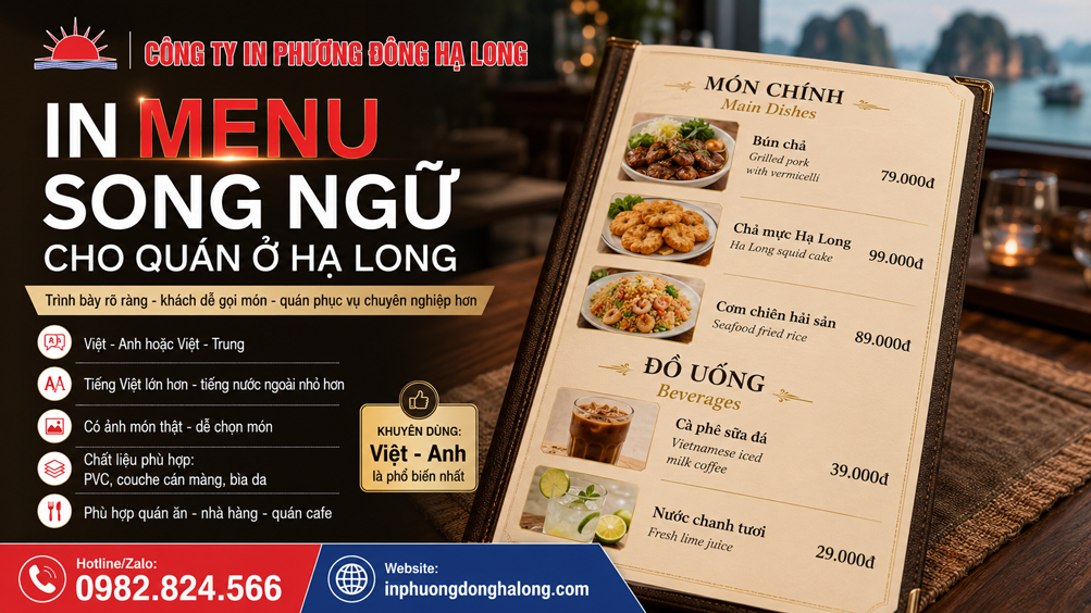 Cách trình bày một trang menu song ngữ Việt Anh