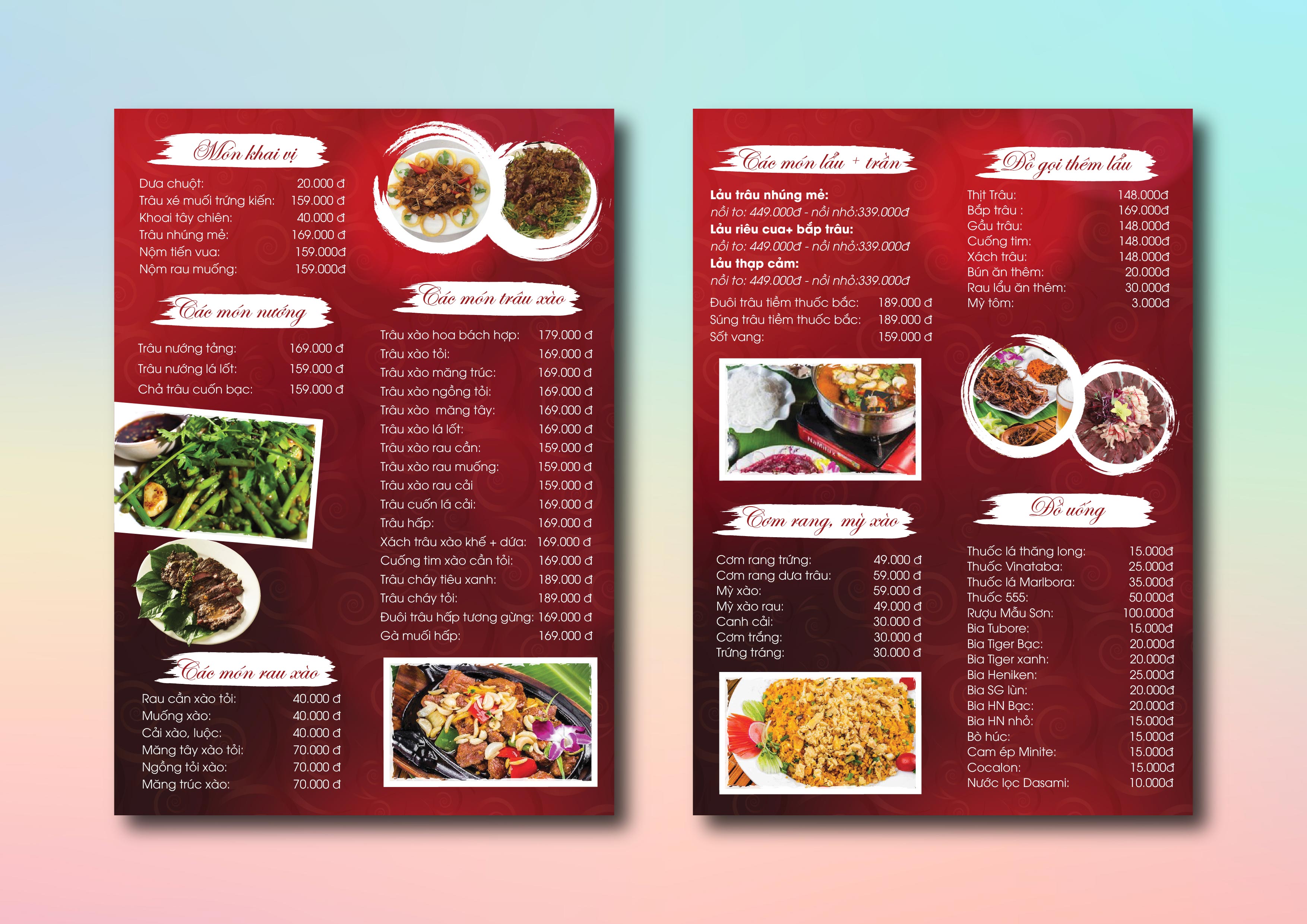 thiết kế menu hạ long