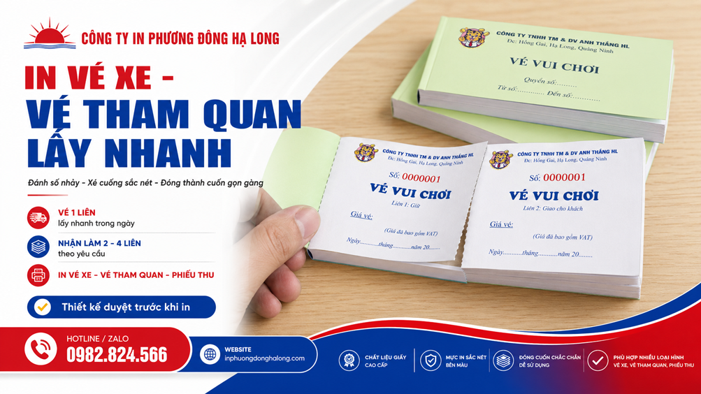 Vé xe in số nhảy và đường xé cuống tại Hạ Long