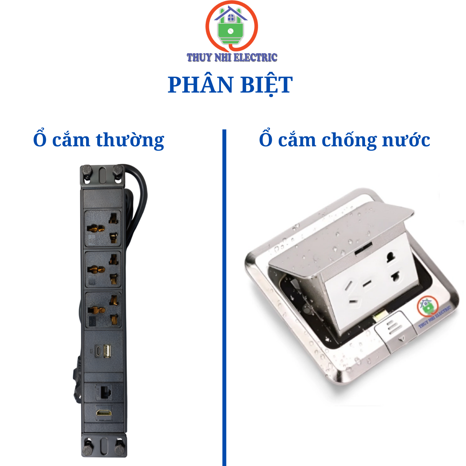 Phân Biệt Ổ Cắm Thường và Ổ Cắm Chống Nước