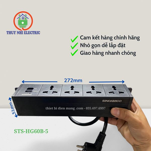 Ổ Cắm Lắp Gầm Bàn STS-HG60B-5 – Giải Pháp Hiện Đại Cho Văn Phòng