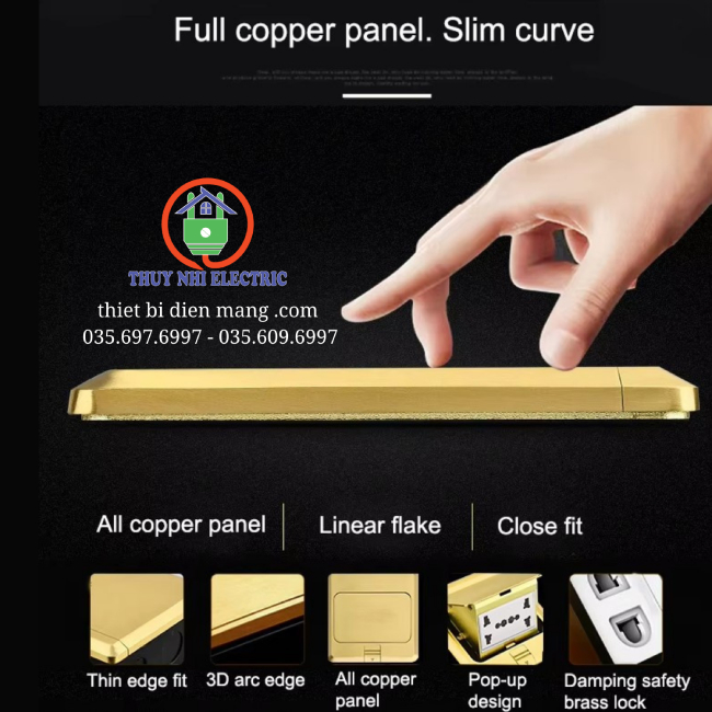 Bộ Khung Ổ Cắm Âm Sàn DoBo F88-888800 (Màu Vàng Gold Kháng Nước)