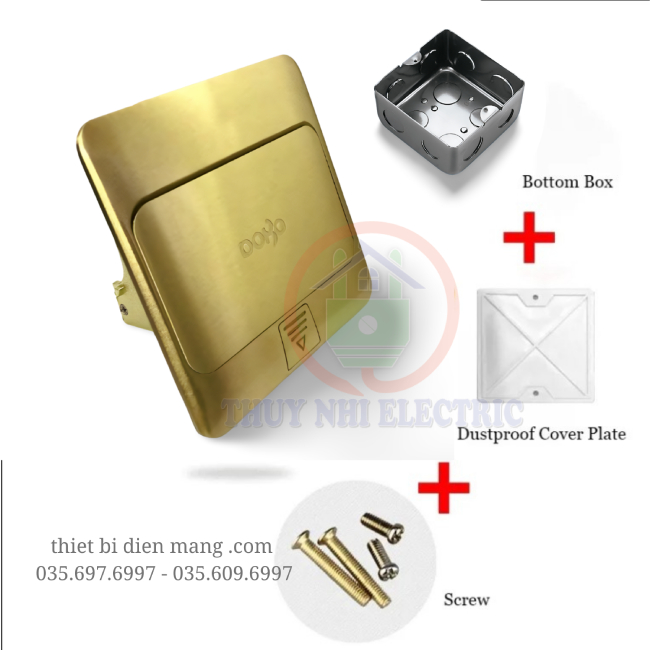 Bộ Khung Ổ Cắm Âm Sàn DoBo F88-888800 (Màu Vàng Gold Kháng Nước)
