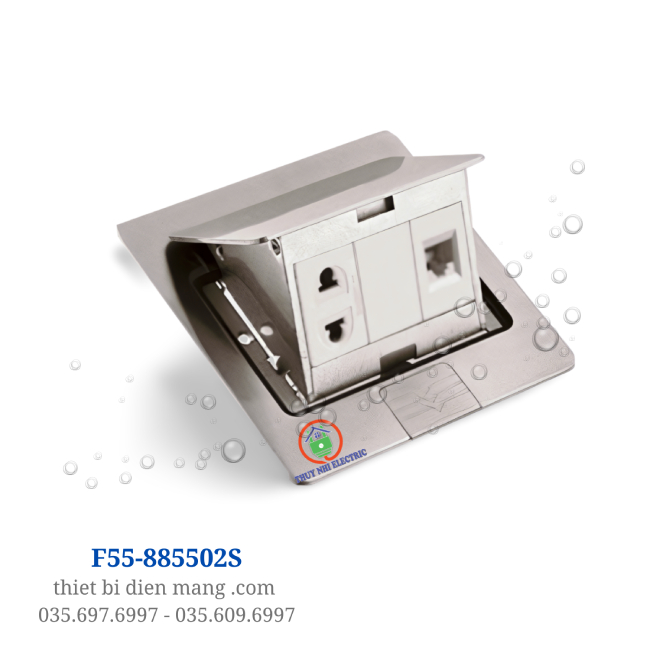 Bộ Ổ Cắm Âm Sàn 2 Chấu + Hạt Mạng DoBo F55-885502S