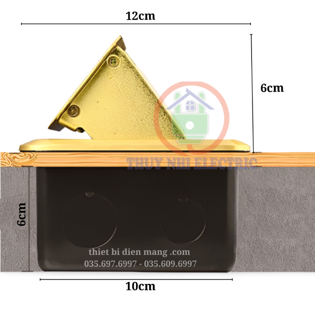 Bộ Ổ Cắm Âm Sàn Chống Nước IP44 Gồm Hạt Mạng + Hạt Điện Thoại + Ổ Cắm 2 Chấu DoBo F88-888805S (Màu Vàng Gold)