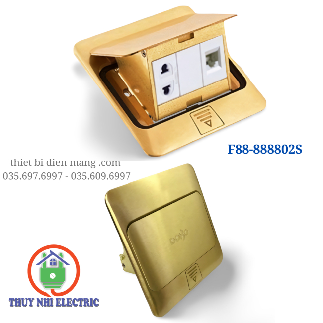 Bộ Ổ Cắm Âm Sàn Chống Nước IP44 Gồm Hạt Mạng + Ổ Cắm DoBo F88-888802S