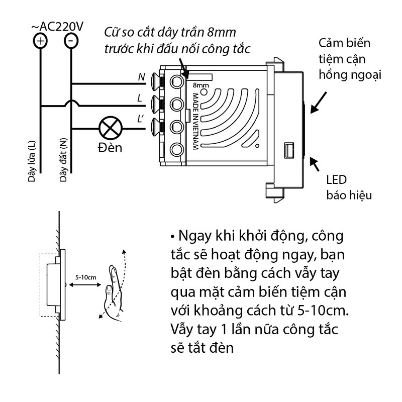 Sơ đồ và lưu ý khi lắp đặt cảm biến vẫy tay