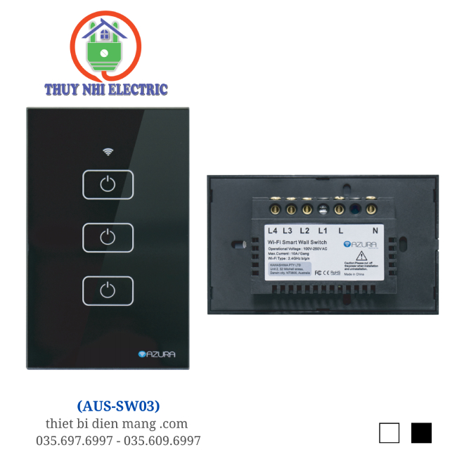 Công Tắc Đèn Thông Minh Azura (3 Kênh)