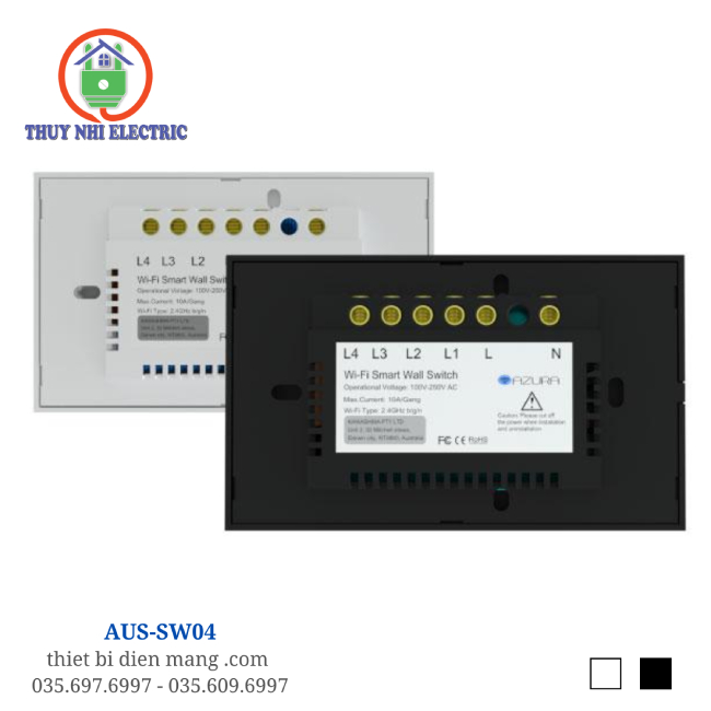 Công Tắc Điện WiFi 4 thiết bị Azura