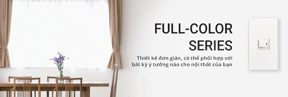 Công tắc ổ cắm Panasonic Full Color kiểu dáng truyền thống phím bấm nhỏ bền bỉ tối ưu chi phí