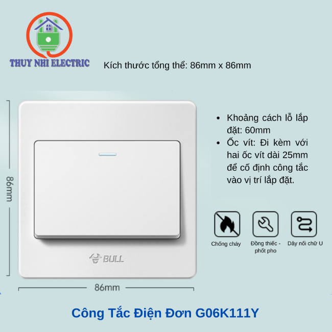 Công tắc tường đơn Goneo G06K111Y