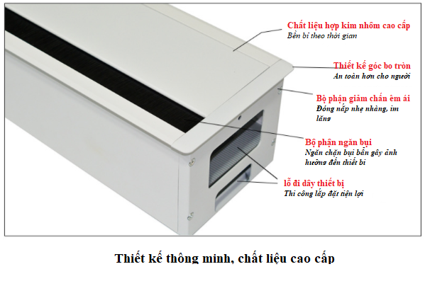Hộp điện âm bàn hợp kim nhôm