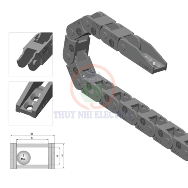 Máng Xích Nhựa Mini 7x7.3mm - Bảo Vệ Cáp Cho Máy Móc Công Nghiệp