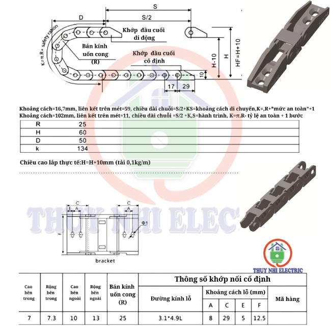 Máng Xích Nhựa Mini 7x7.3mm - Bảo Vệ Cáp Cho Máy Móc Công Nghiệp