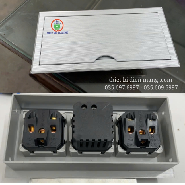 Nắp Âm Bàn Nhựa Xám Xước 3 thiết bị TNE2-NN004-XX