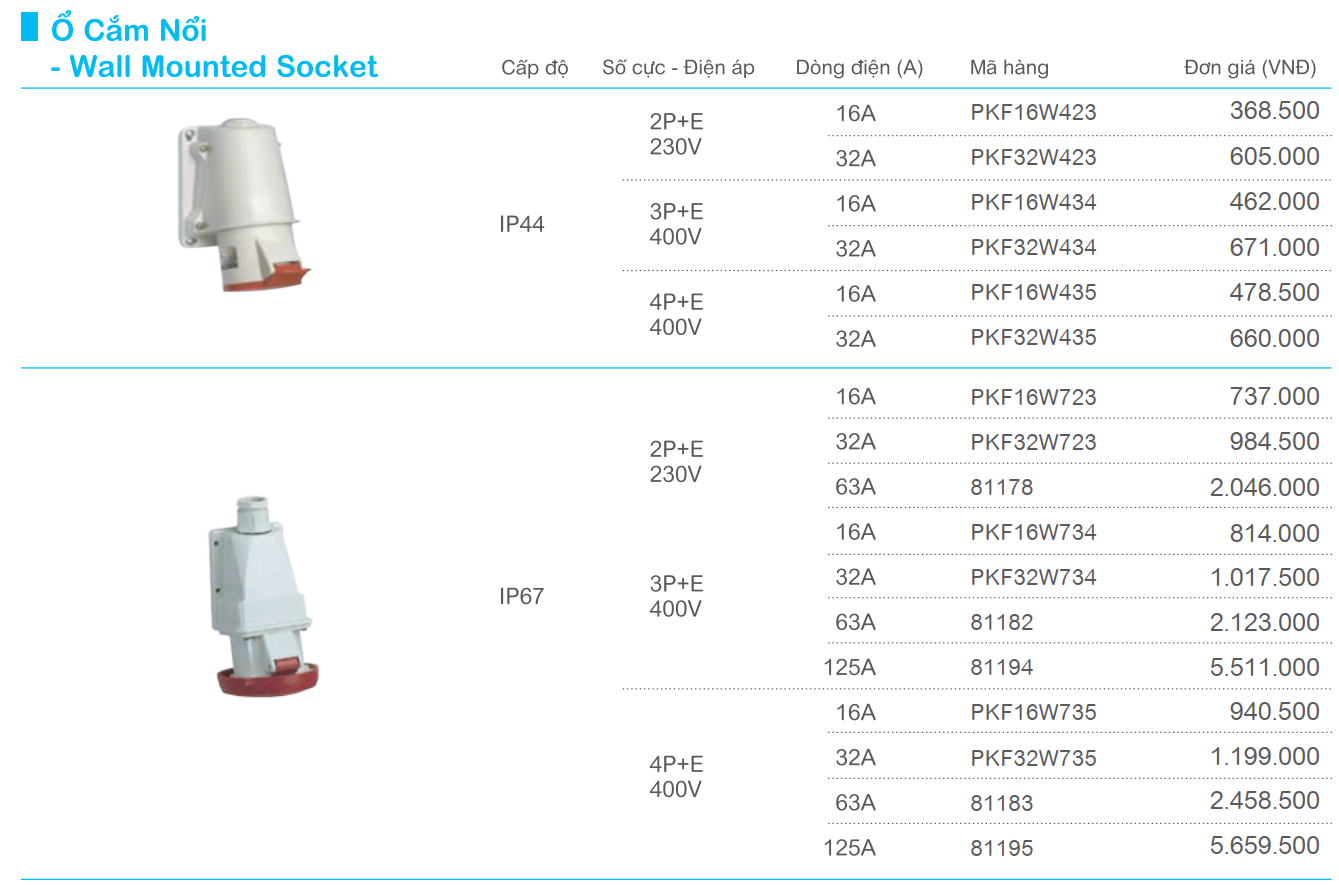 ổ cắm công nghiệp nổi Schneider