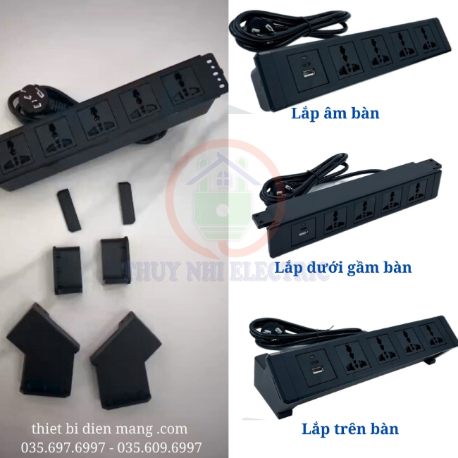 Ổ cắm điện âm bàn lắp đặt đa dạng TNE2-AB-03-5