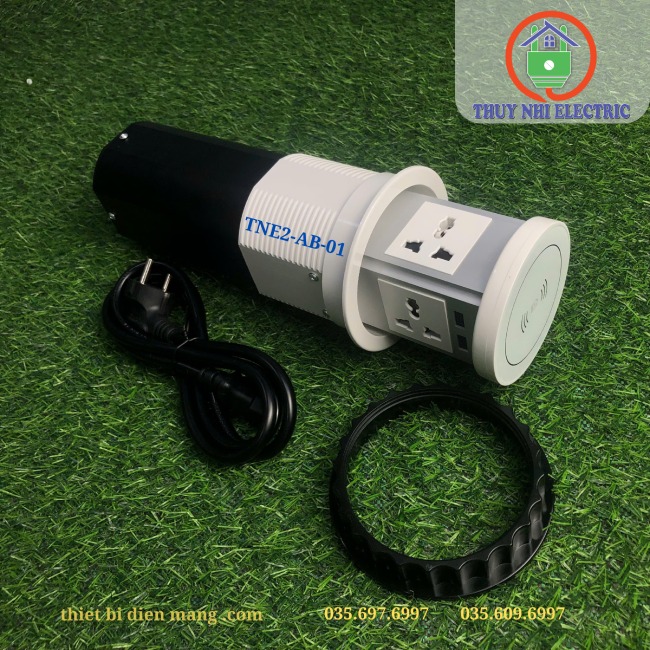 Ổ Cắm Điện Âm Bàn Trụ tích hợp sạc không dây - TNE2-AB-01