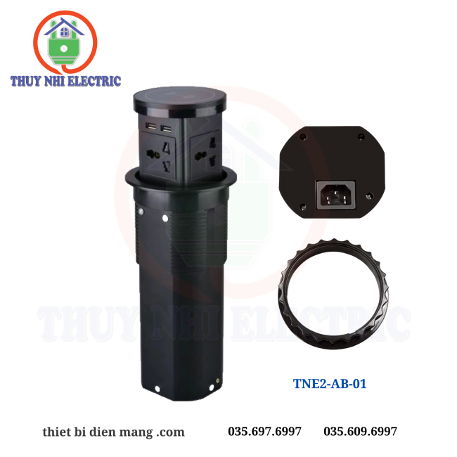 Ổ Cắm Điện Âm Bàn Trụ tích hợp sạc không dây - TNE2-AB-01