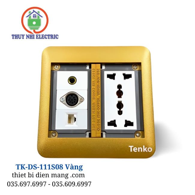 Ổ cắm điện âm sàn đôi Tenko TK-DS-111S08 Vàng
