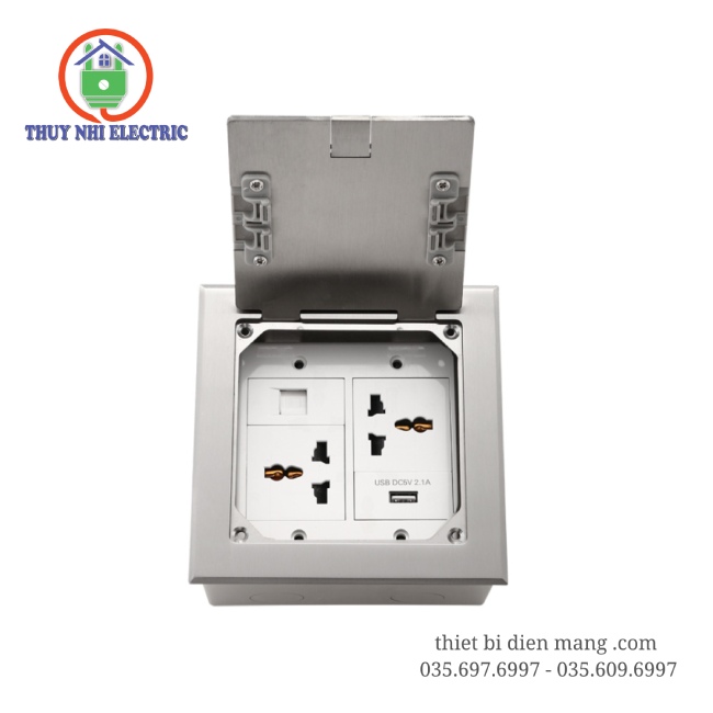 Ổ Cắm Điện Âm Sàn Thép Không Gỉ