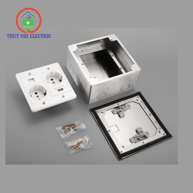 Ổ Cắm Điện Âm Sàn Thép Không Gỉ