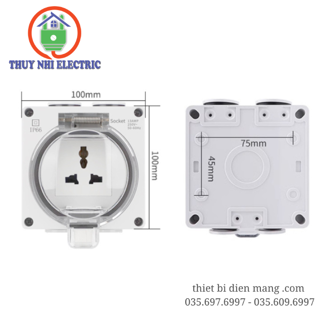 Ổ Cắm Điện Âm Tường Chống Nước IP66 Sinoamigo
