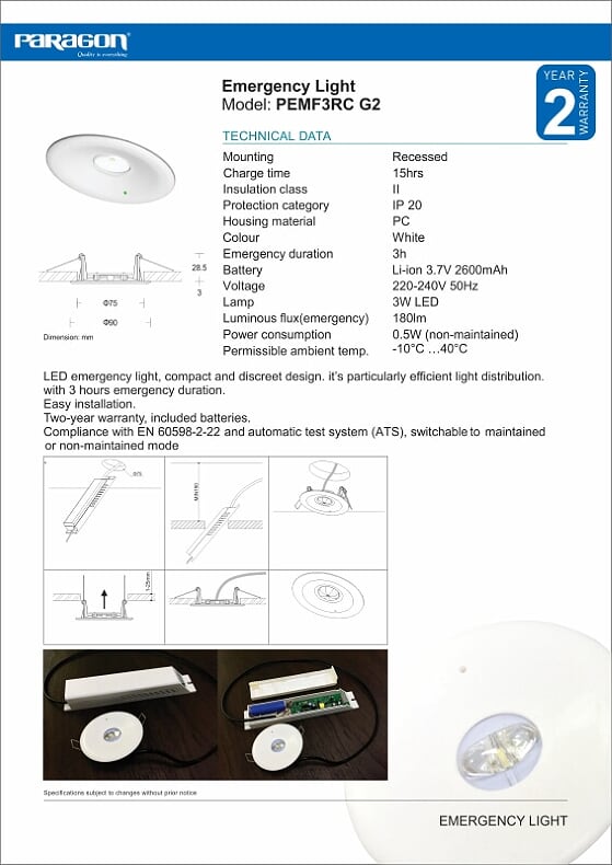 Pin Đèn Paragon PEMF3RC G2 4 Đèn khẩn cấp Paragon PEMF3RC G2 Đồng Nai