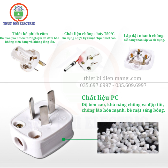 Phích Cắm Ba Chân Dẹp chính hãng GONGNIU GNT-10(N)