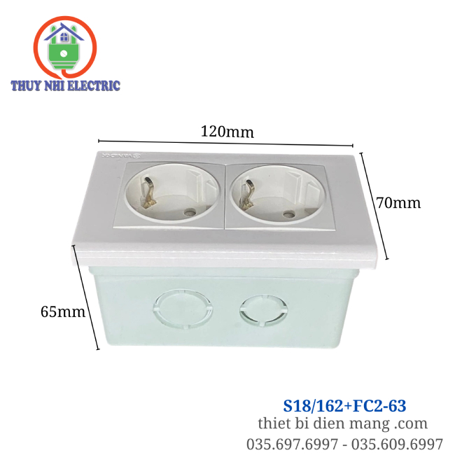 Sino - Vanlock S18 Ổ cắm đôi liền đế Schuko