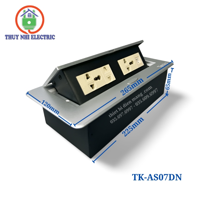 Hộp Ổ Cắm Điện + Mạng LAN Âm Bàn TENKO TK-AS07DN Màu Bạc