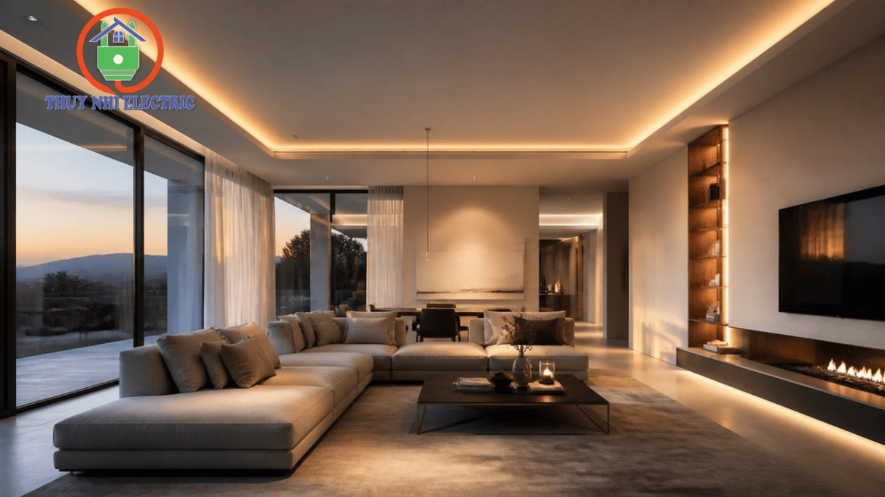 Đèn led dây hắt trần thạch cao trang trí phòng khách hiện đại tiết kiệm điện