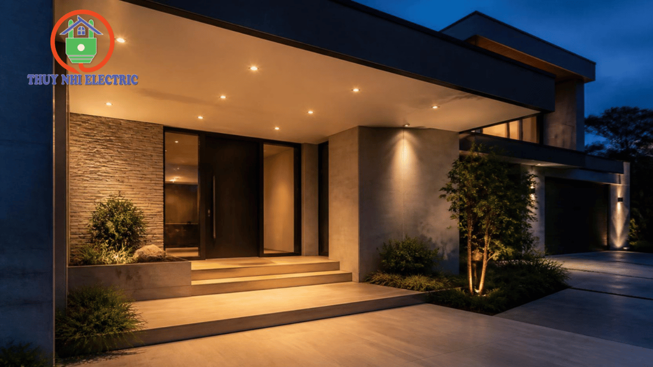 Lắp đặt đèn led âm trần ngoài trời chống nước cho mái hiên ban công