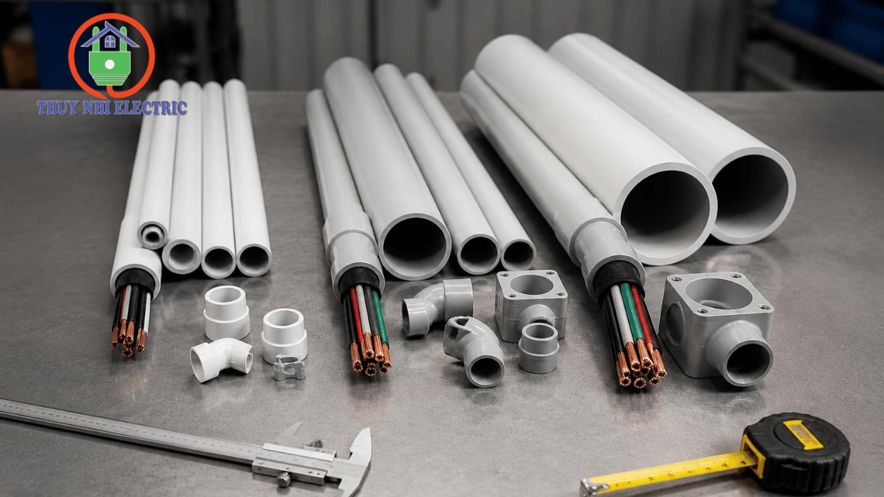 So sánh ống luồn dây điện PVC theo kích thước và khả năng chịu lực
